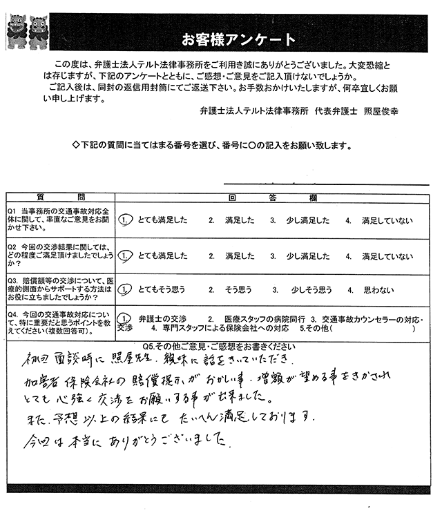 予想以上の結果にも、たいへん満足しております。